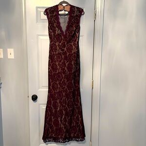 Maroon lace dress - floor length